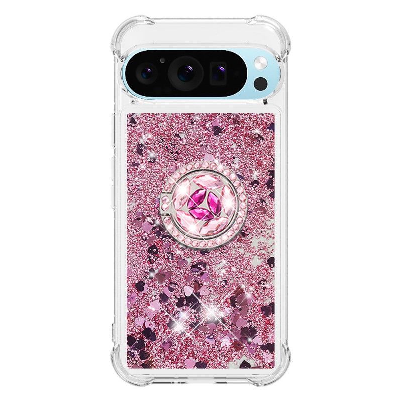 Cover Google Pixel 9 Pro Glitter Ring-støtte