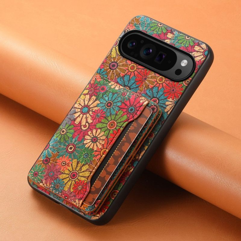 Cover Google Pixel 9 Pro Telefon Etui Blomsterkortholder