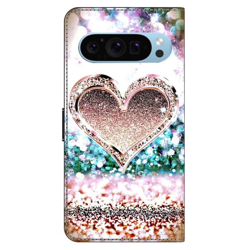 Flip Cover Google Pixel 9 Pro Pink Diamanthjerte