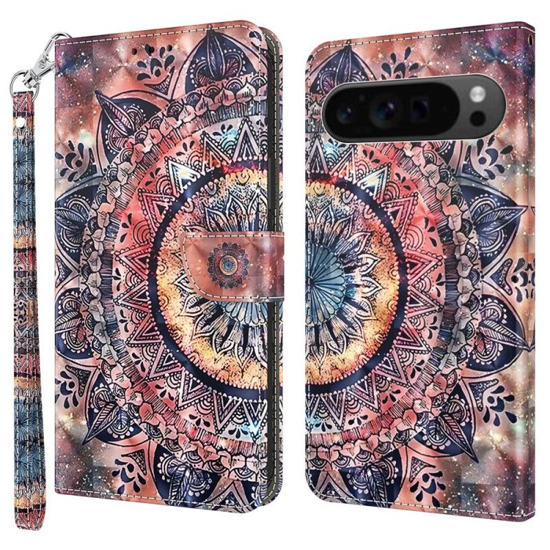 Læder Cover Google Pixel 9 Pro Farverig Mandala Med Rem