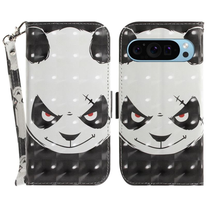 Læder Cover Google Pixel 9 Pro Vred Panda Love With Strap