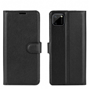 Flip Cover Realme C11 Klassisk Litchieffekt