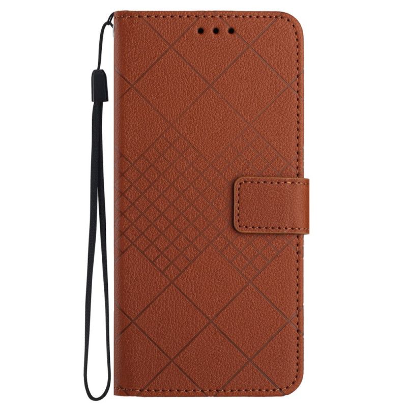 Læder Cover Samsung Galaxy M55 5g Telefon Etui Litchi Diamant Tekstur