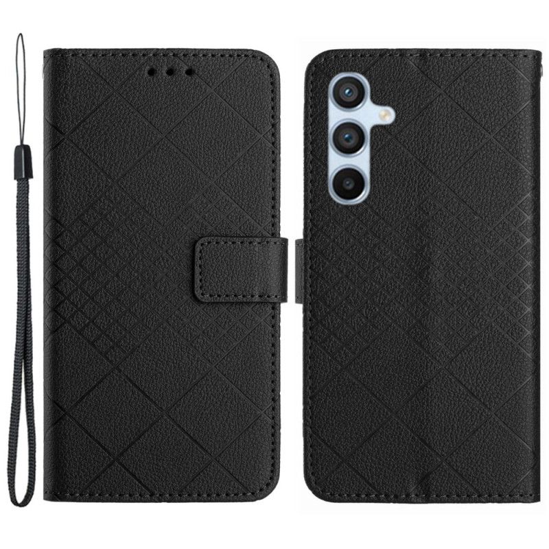 Læder Cover Samsung Galaxy M55 5g Telefon Etui Litchi Diamant Tekstur