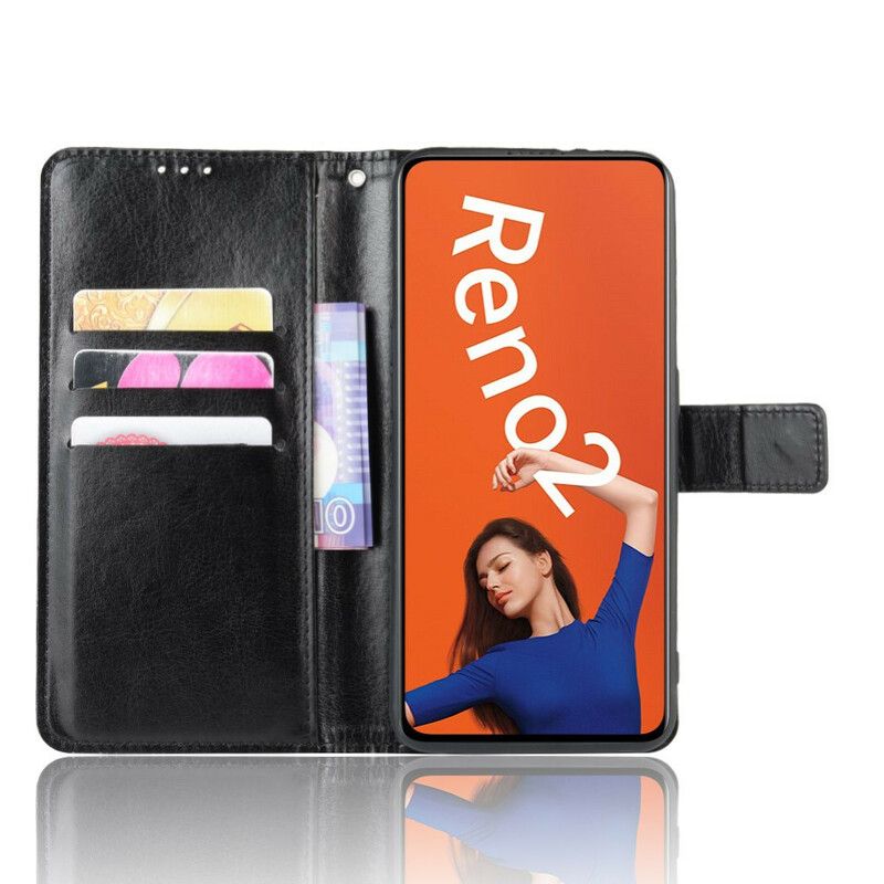 Flip Cover Oppo Reno 2 Flashy Imiteret Læder