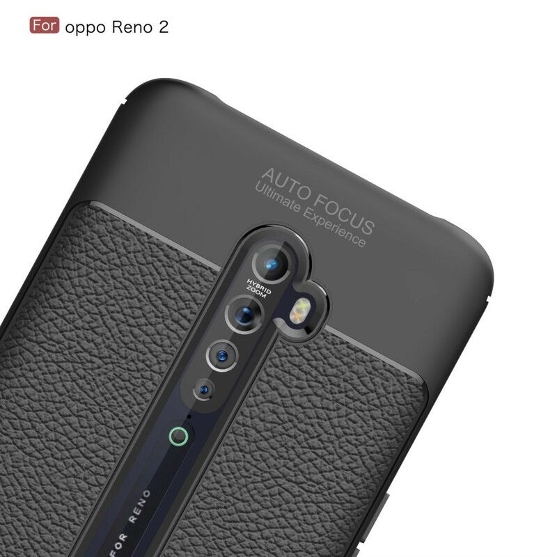 Mobilcover Oppo Reno 2 Dobbelt Linje Litchi Læder Effekt