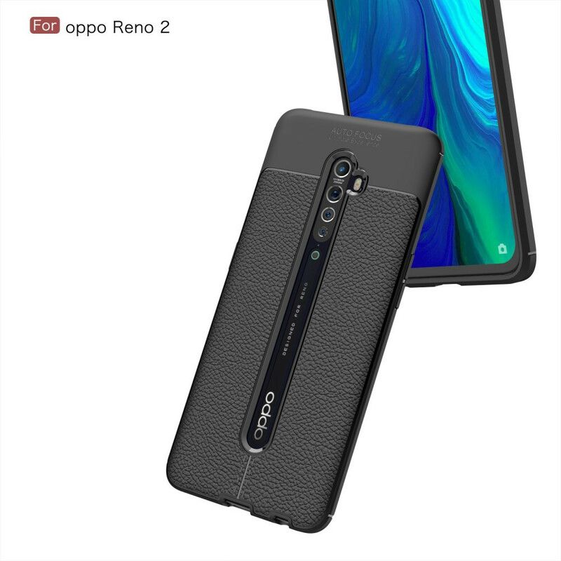 Mobilcover Oppo Reno 2 Dobbelt Linje Litchi Læder Effekt