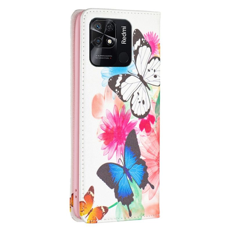 Cover Xiaomi Redmi 10C Flip Cover Sommerfugle