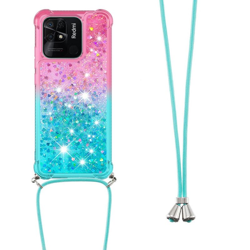 Cover Xiaomi Redmi 10C Med Snor Med Glitter Silikonesnor