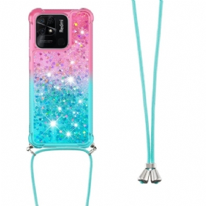 Cover Xiaomi Redmi 10C Med Snor Med Glitter Silikonesnor