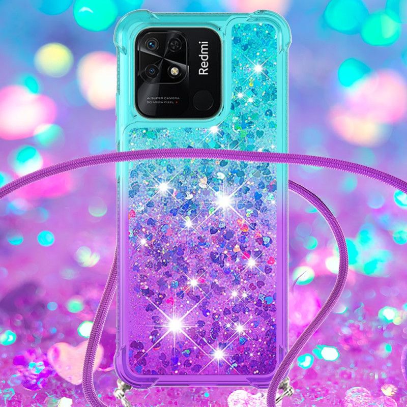 Cover Xiaomi Redmi 10C Med Snor Med Glitter Silikonesnor