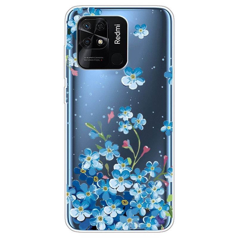 Cover Xiaomi Redmi 10C Transparente Blå Blomster