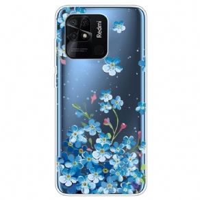 Cover Xiaomi Redmi 10C Transparente Blå Blomster