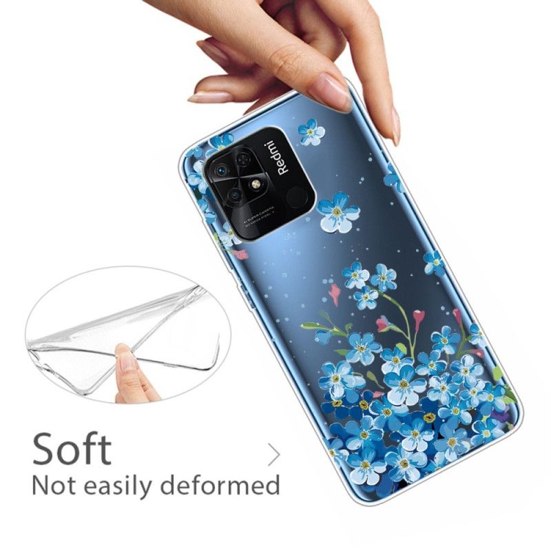 Cover Xiaomi Redmi 10C Transparente Blå Blomster