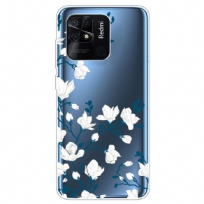 Cover Xiaomi Redmi 10C Transparente Hvide Blomster