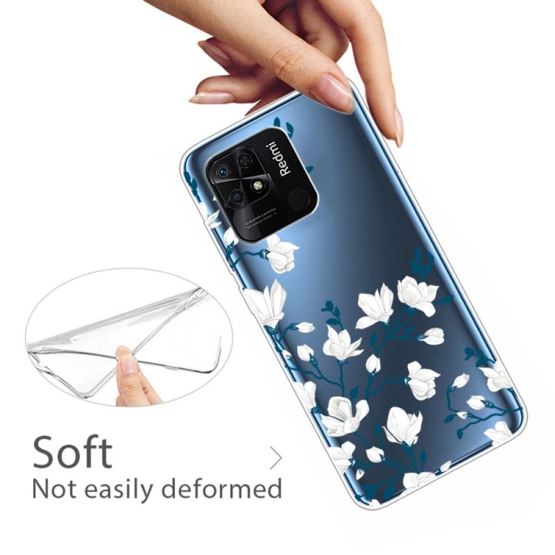 Cover Xiaomi Redmi 10C Transparente Hvide Blomster