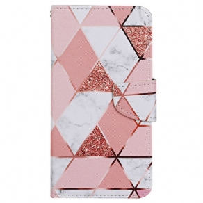 Flip Cover Xiaomi Redmi 10C Glitter Marmor Med Snor