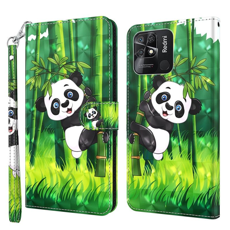 Flip Cover Xiaomi Redmi 10C Med Snor Bambus Panda Med Rem