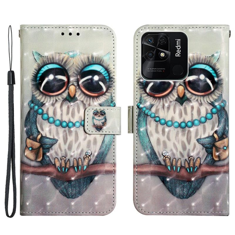 Flip Cover Xiaomi Redmi 10C Med Snor Frøken Strappy Owl