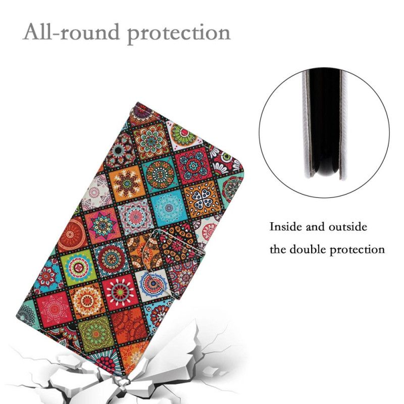 Flip Cover Xiaomi Redmi 10C Med Snor Strop Patchwork