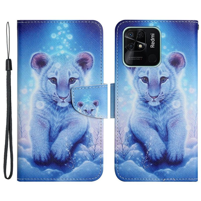 Flip Cover Xiaomi Redmi 10C Med Snor Thong Baby Tiger