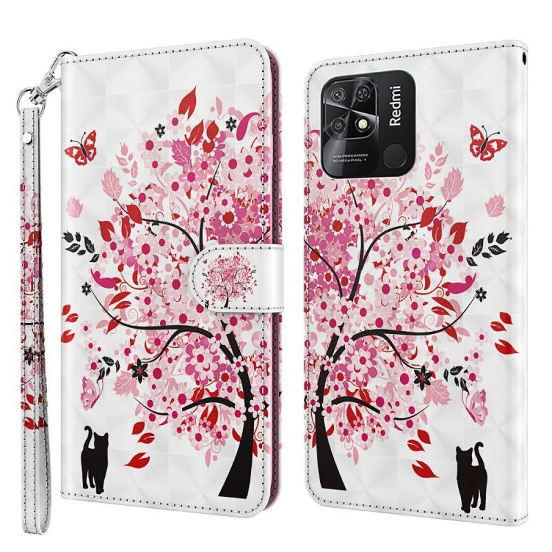 Flip Cover Xiaomi Redmi 10C Med Snor Thong Rose Tree