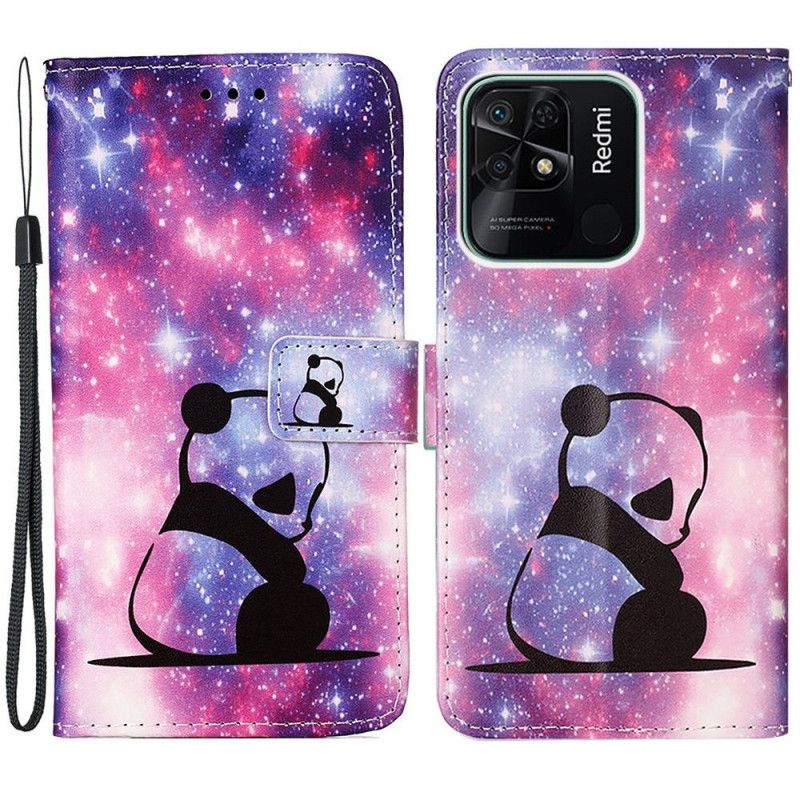 Flip Cover Xiaomi Redmi 10C Med Snor Thong Space Panda