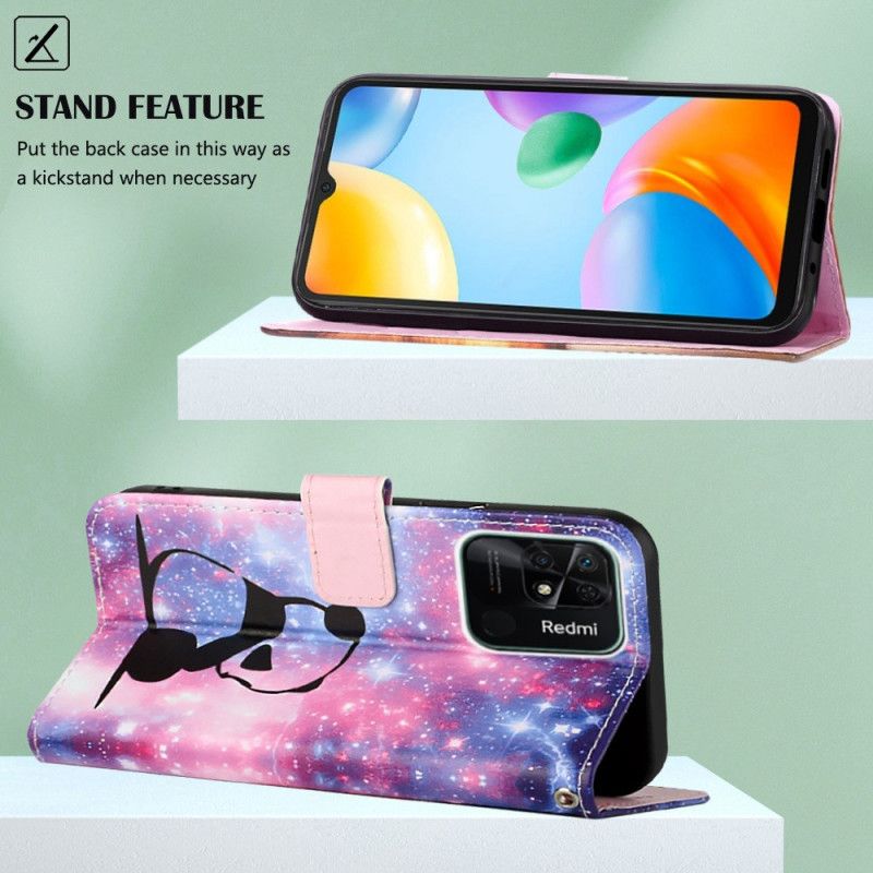 Flip Cover Xiaomi Redmi 10C Med Snor Thong Space Panda