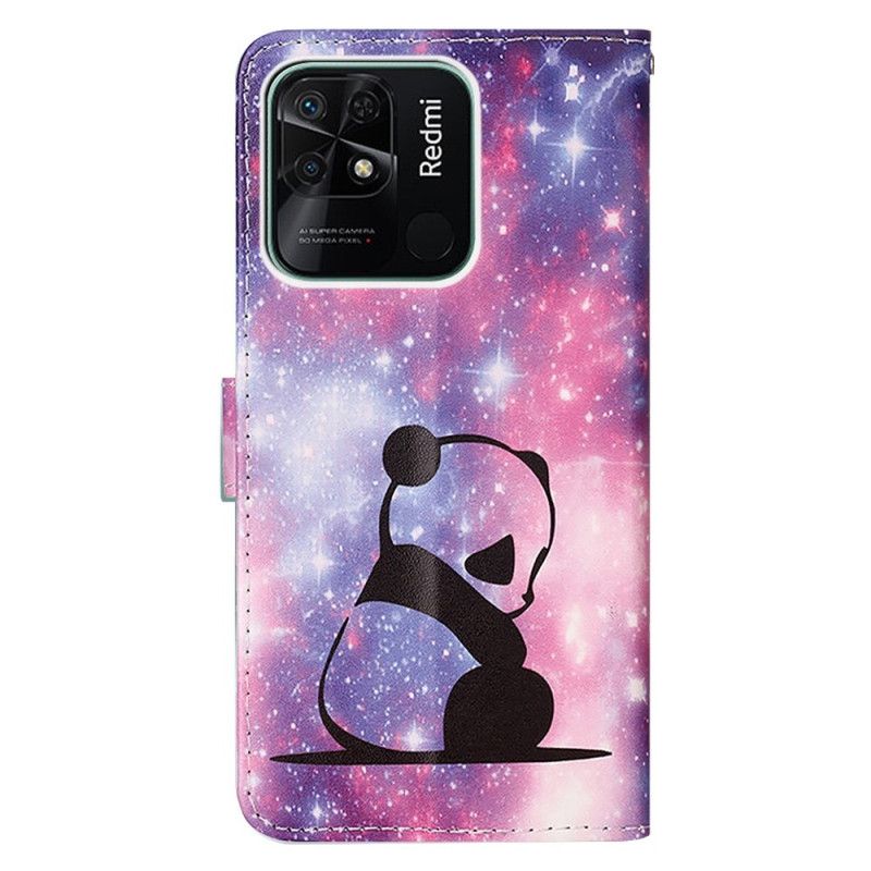 Flip Cover Xiaomi Redmi 10C Med Snor Thong Space Panda