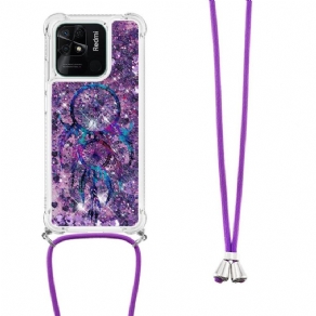 Mobilcover Xiaomi Redmi 10C Med Snor Med Pailletter Drawstring Dreamcatcher