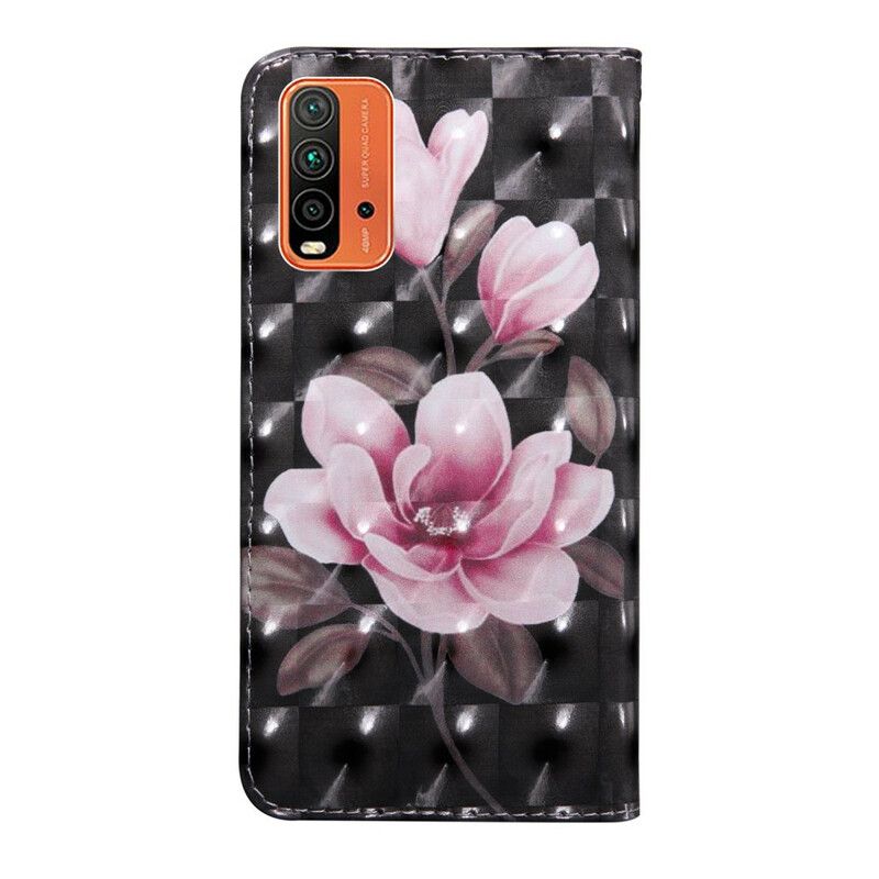 Læder Cover Xiaomi Redmi 9T Blomsterblomster