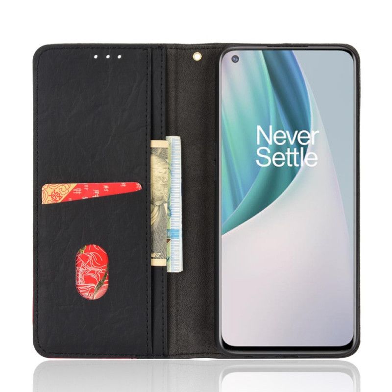 Cover OnePlus Nord N10 Flip Cover Skrå Tofarvet Kunstlæder