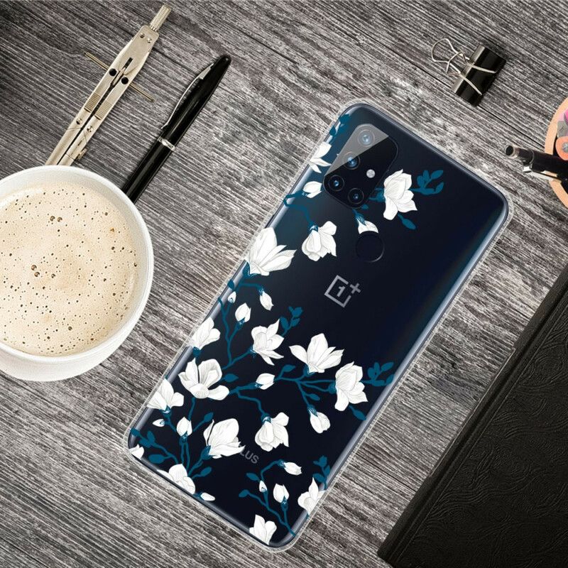 Cover OnePlus Nord N10 Hvide Blomster