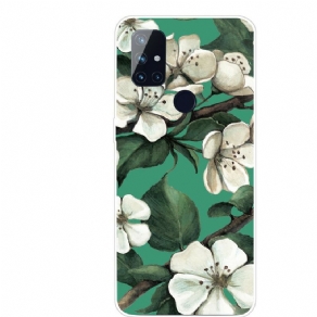 Cover OnePlus Nord N10 Hvide Malede Blomster