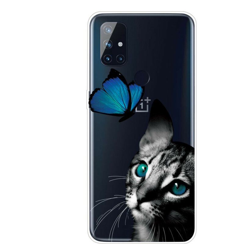 Cover OnePlus Nord N10 Kat Og Sommerfugl