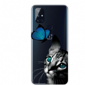 Cover OnePlus Nord N10 Kat Og Sommerfugl