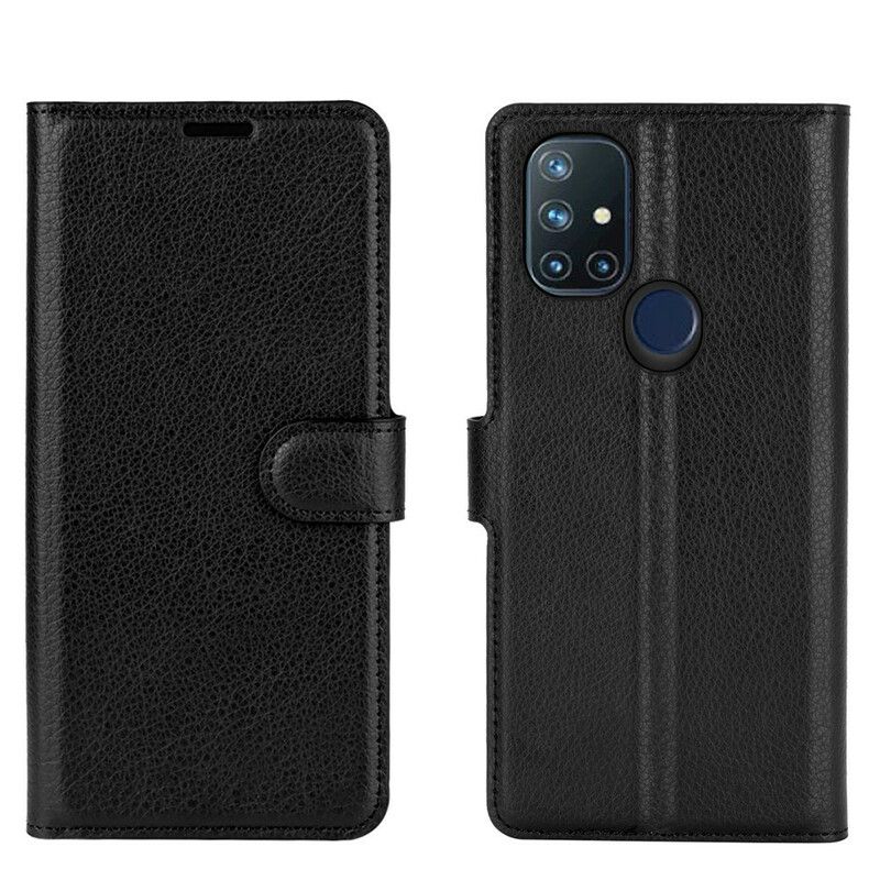 Flip Cover OnePlus Nord N10 Klassisk Litchi-effekt