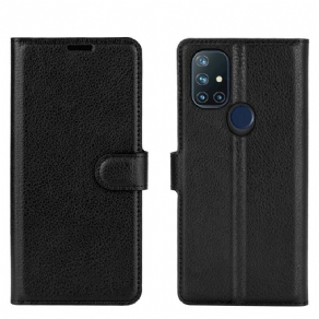 Flip Cover OnePlus Nord N10 Klassisk Litchi-effekt