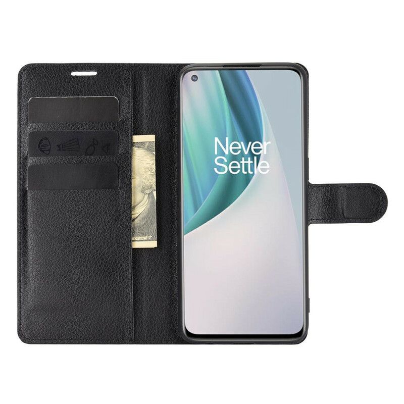 Flip Cover OnePlus Nord N10 Klassisk Litchi-effekt