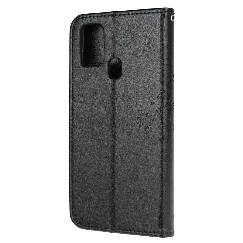 Flip Cover OnePlus Nord N10 Med Snor Træ Og Strappy Ugler