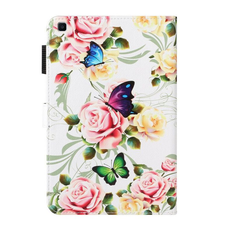 Flip Cover Samsung Galaxy Tab A 8" (2019) Sommerfugle På Blomster