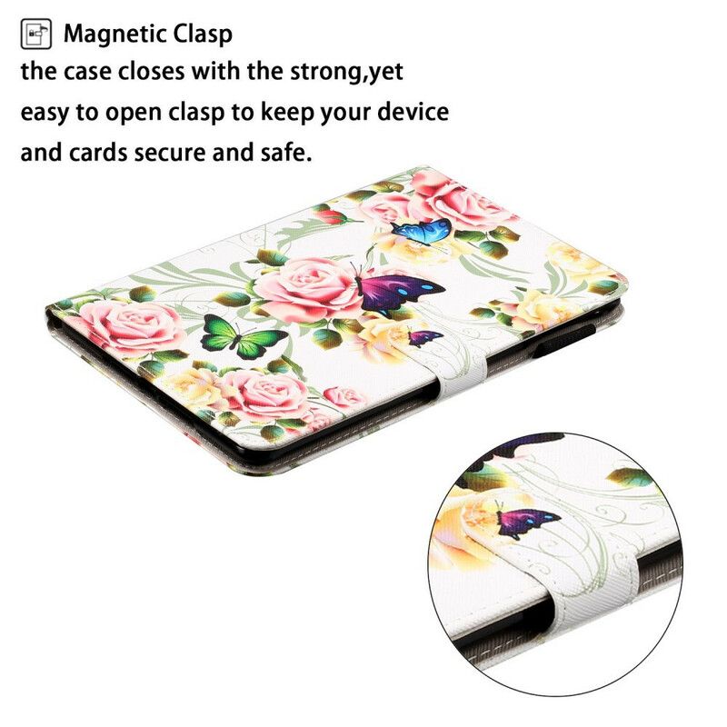 Flip Cover Samsung Galaxy Tab A 8" (2019) Sommerfugle På Blomster