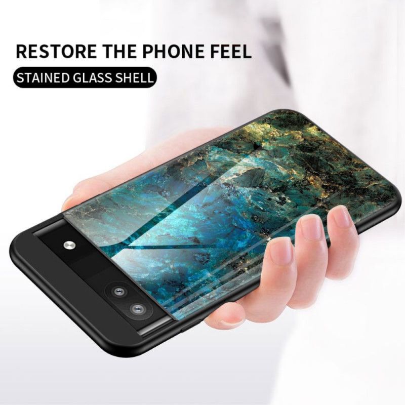 Cover Google Pixel 6A Marmor Hærdet Glas