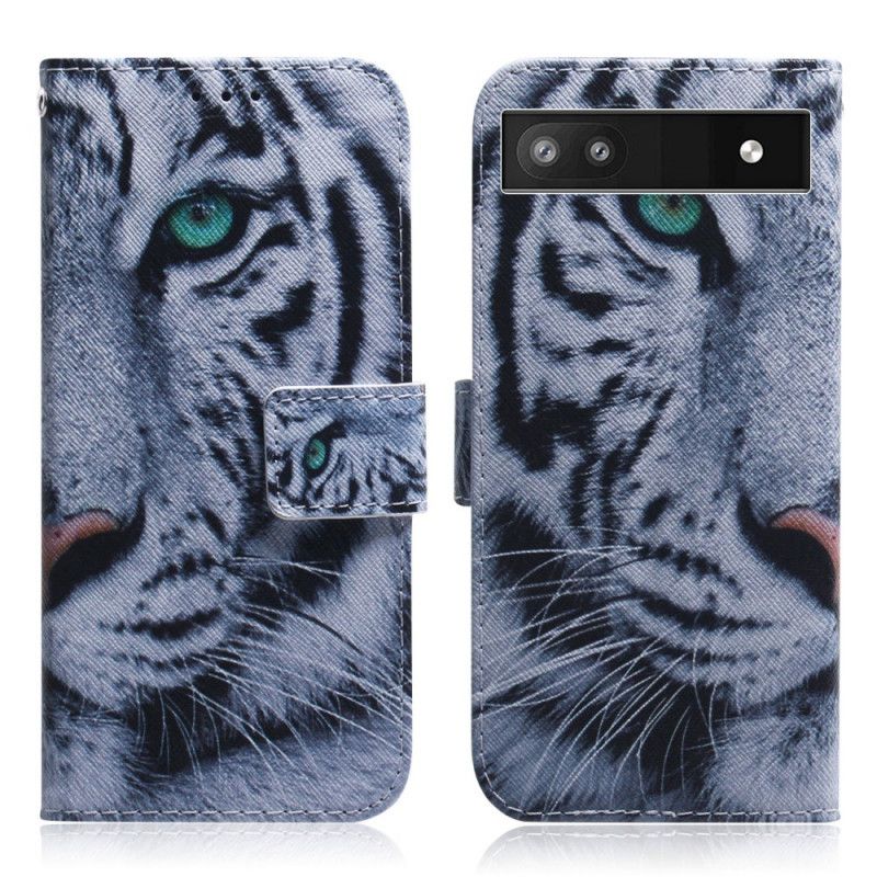 Flip Cover Google Pixel 6A Hvid Tiger