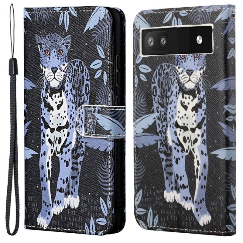 Flip Cover Google Pixel 6A Med Snor Thong Leopard