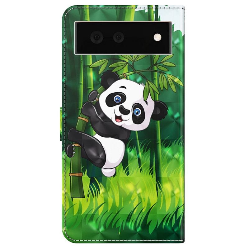 Flip Cover Google Pixel 6A Med Snor Thong Panda