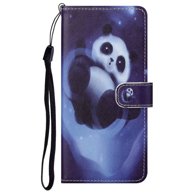 Flip Cover Google Pixel 6A Med Snor Thong Space Panda