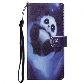 Flip Cover Google Pixel 6A Med Snor Thong Space Panda