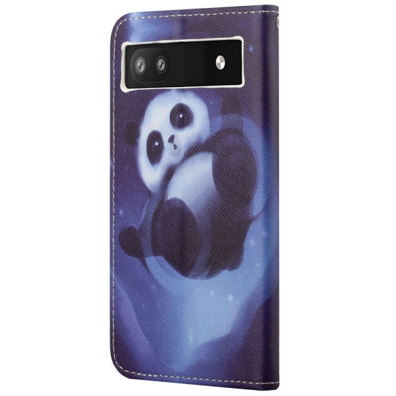 Flip Cover Google Pixel 6A Med Snor Thong Space Panda