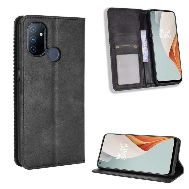 Cover OnePlus Nord N100 Flip Cover Stylet Vintage Lædereffekt